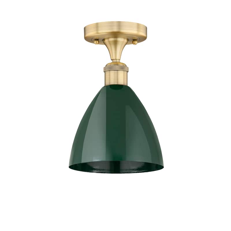 Innovations Lighting Edison Plymouth Dome - 1 Light 8" Semi-Flush Mount - Green/Brushed Brass