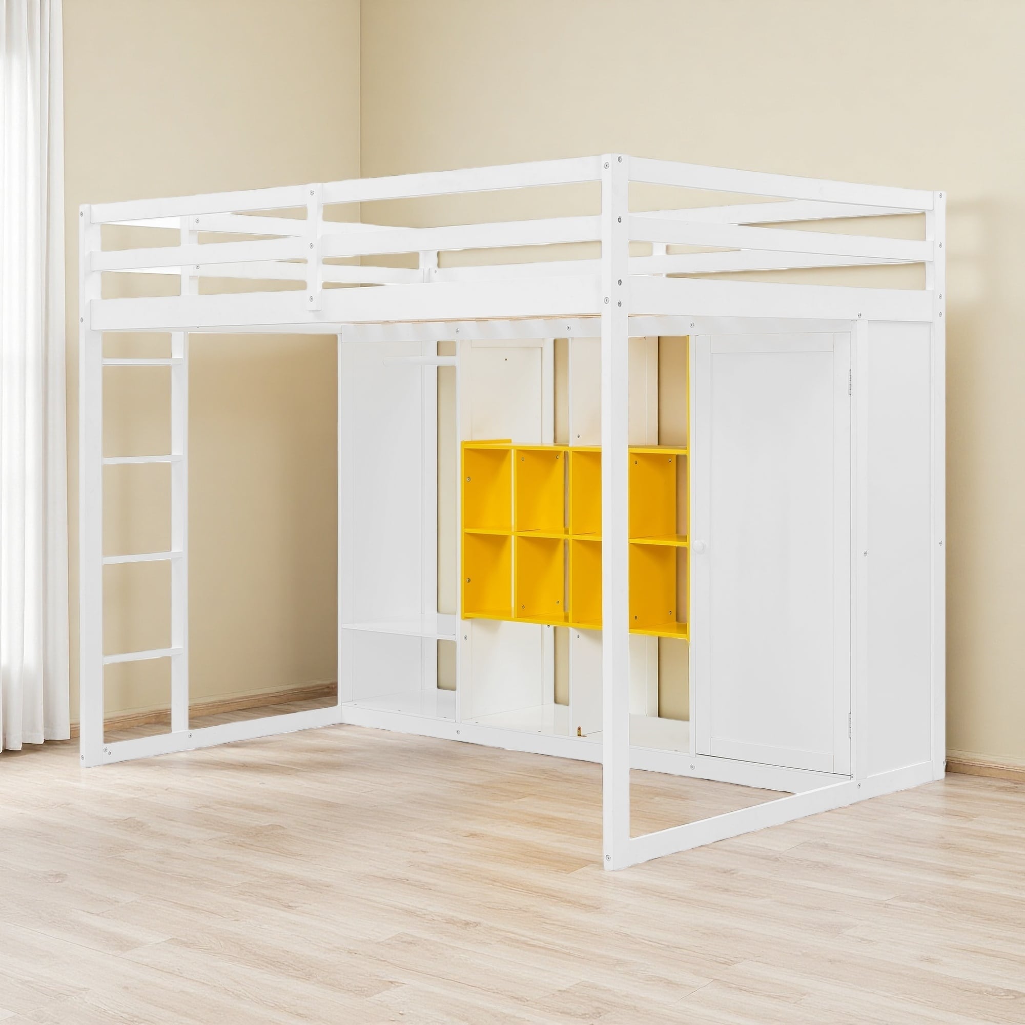 Full Wood Loft Bed with Wardrobe