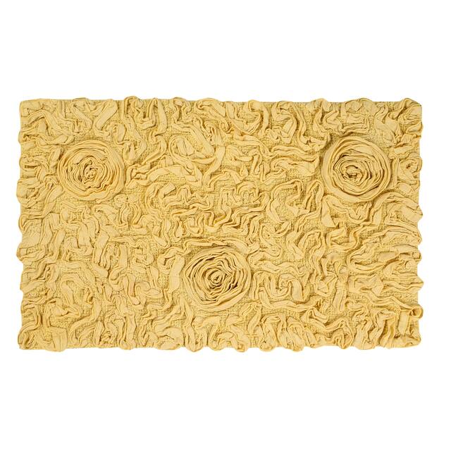 Home Weavers Bellflower Collection Absorbent Cotton Machine Washable Bath Rug - Yellow
