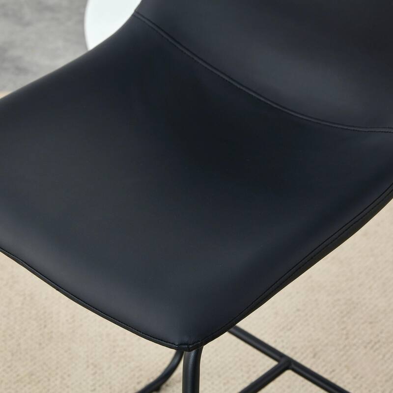PU Leather Bar Stools Set of 2, Counter Height Bar Stools with Back and Footrest, Kitchens Island Chair with Metal Legs