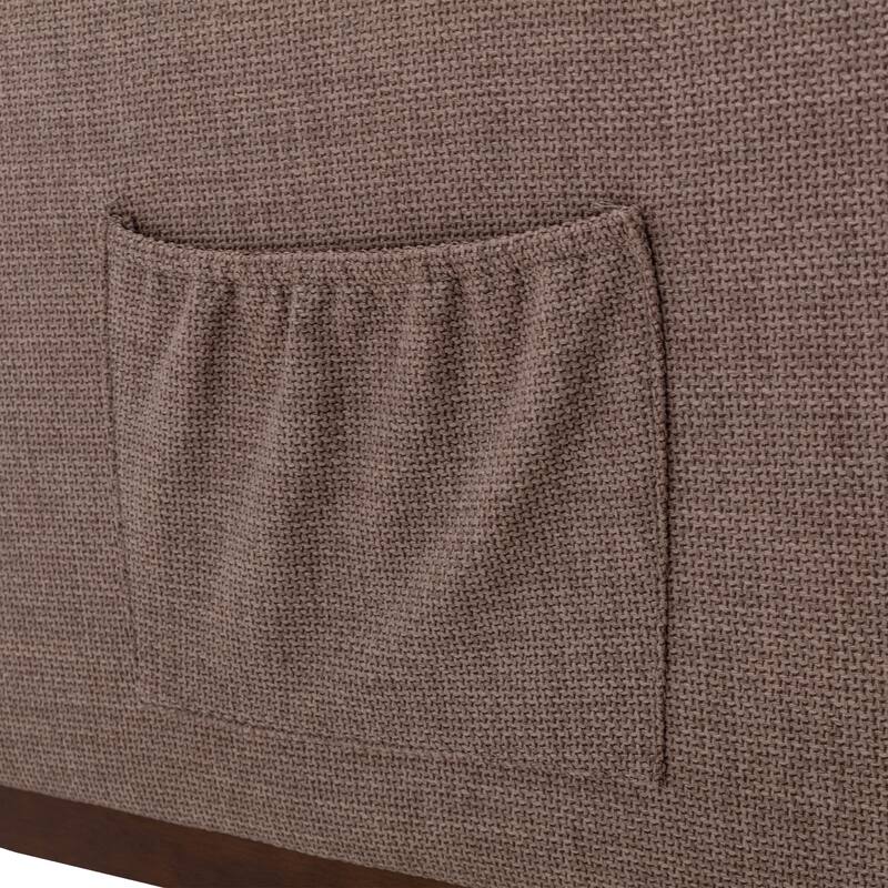 Modern 27" Upholstered Rocking Chair with Wood Legs and Side Pocket
