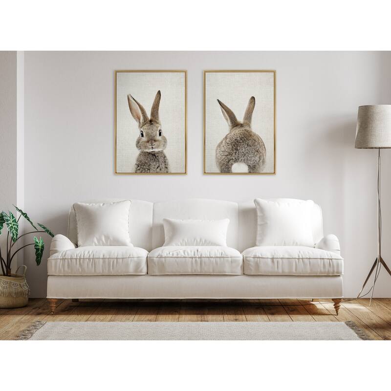 Kate and Laurel Sylvie Bunny Portrait Canvas Art Set by Amy Peterson
