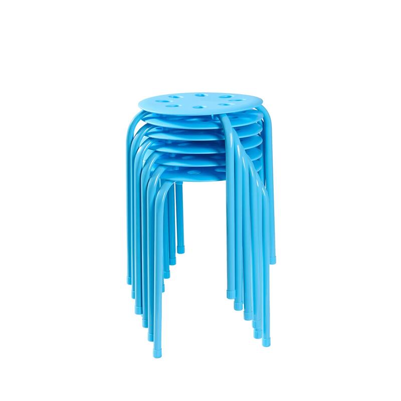 Javlergo 6-Pack Plastic Stackable Stools, Portable 8 Holes Metal Round Top Stools for Kitchen/Classrom