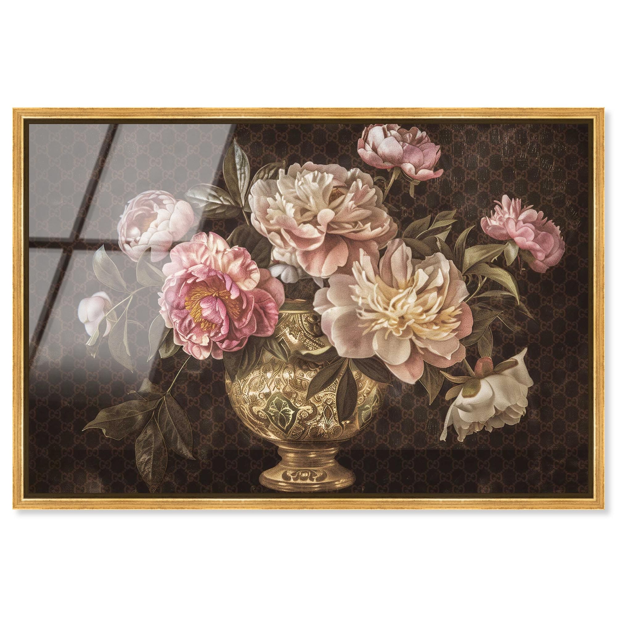 Vase and Classical Flowers Framed Acrylic Wall Art by Art Remedy