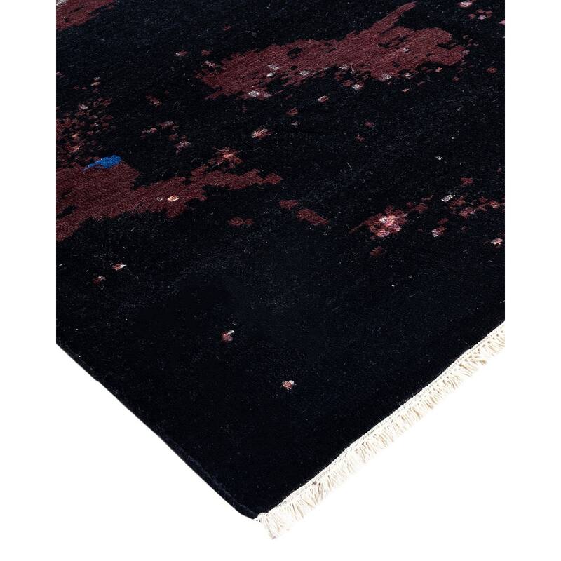 Ikat One-of-a-Kind Hand-Knotted Area Rug - Black, 8' 1" x 10' 0" - 8' 1" x 10' 0"