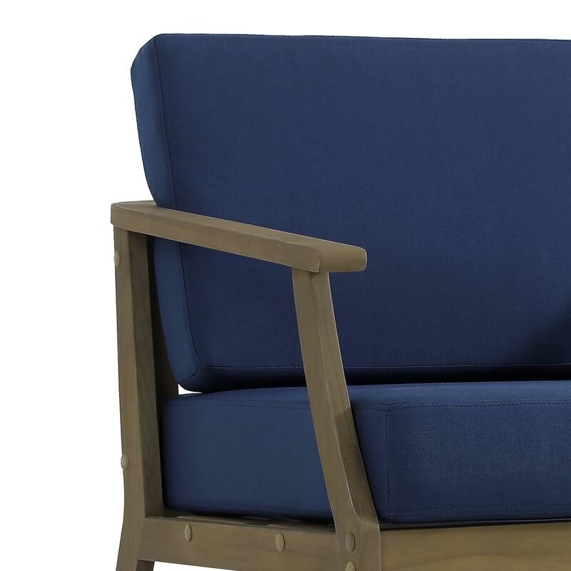 2 Set Patio Teak Wood Outdoor Chair with Cushions