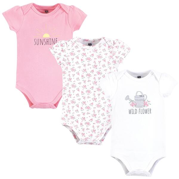 slide 1 of 1, Hudson Baby Infant Girl Cotton Bodysuits, Wild Flower Garden 18-24 Months - Wild Flower Garden