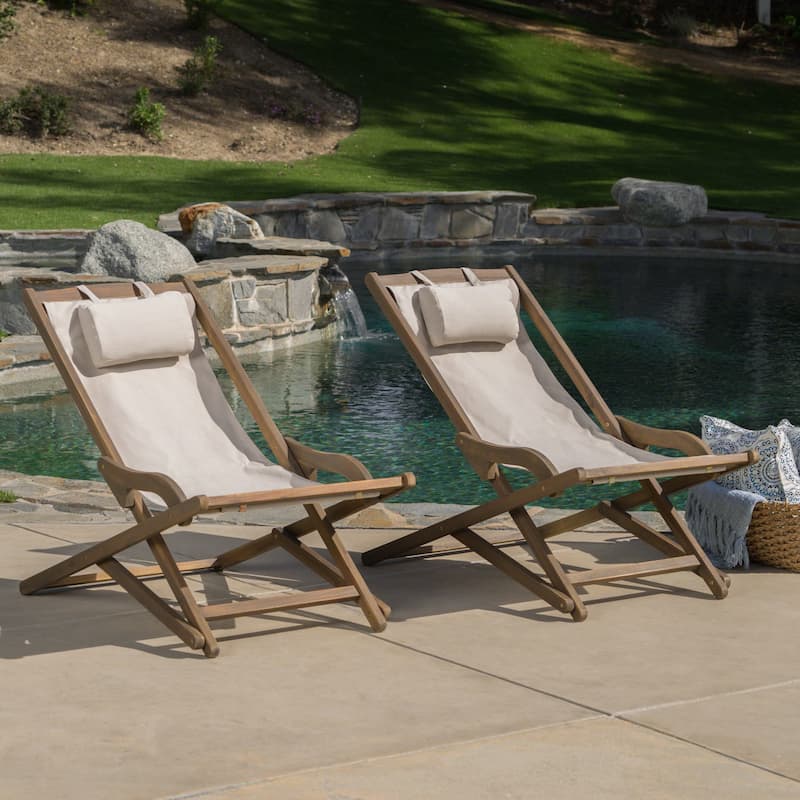 Modern Outdoor Patio Lounge Chair 2 Set, High Comfort for Patios, Balconies & Gardens - Beige