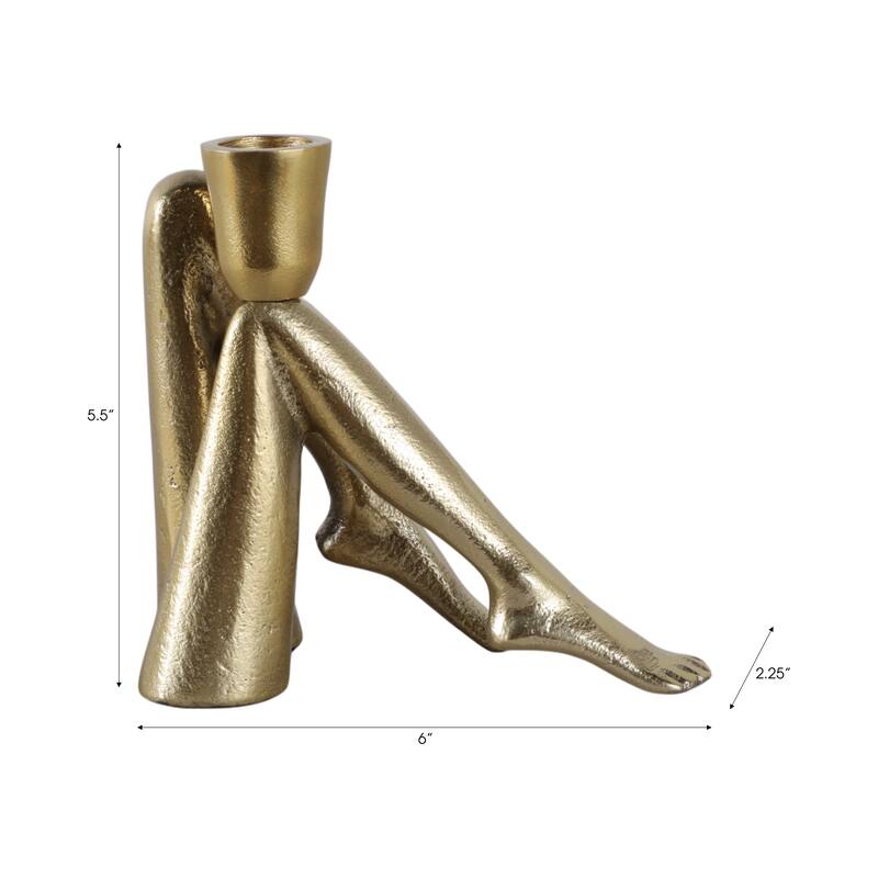 Metal Bent Legs Modern Taper Candle Holder - Gold