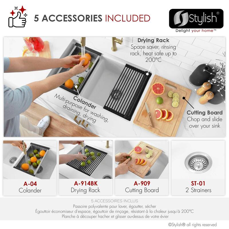 Composite Granite Dual-Mount 30" Double-Bowl kitchen Sink - 30" x 18" x 9.50"