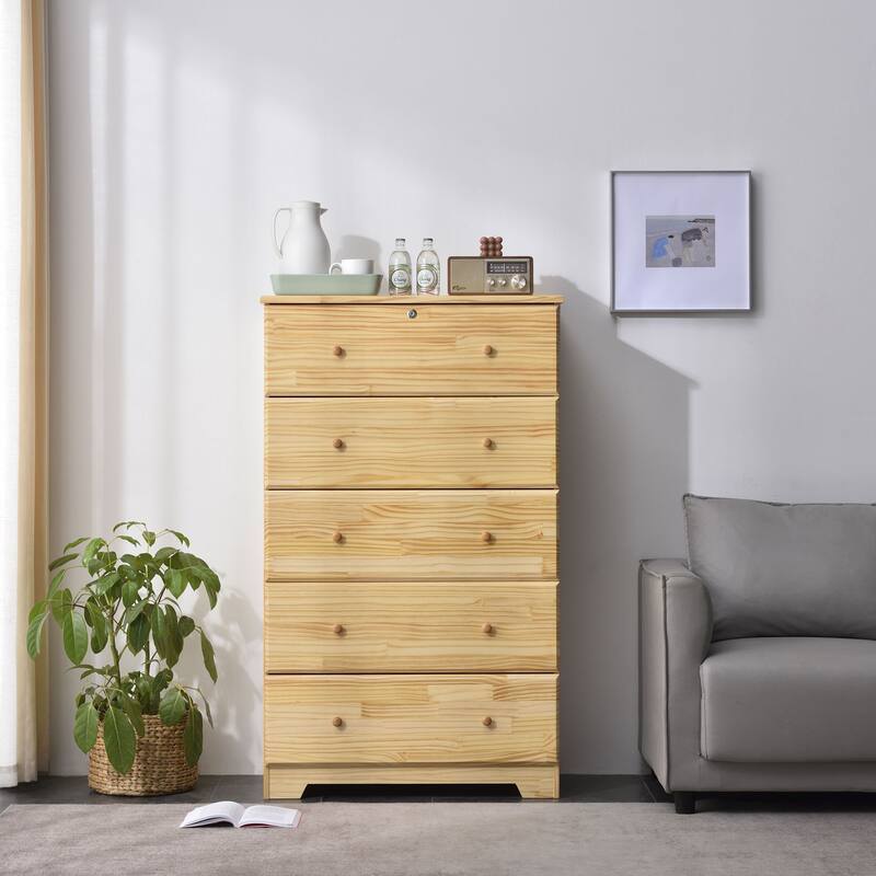 Isabela Solid Pine Wood 4 and 5 Drawer Chest Dresser