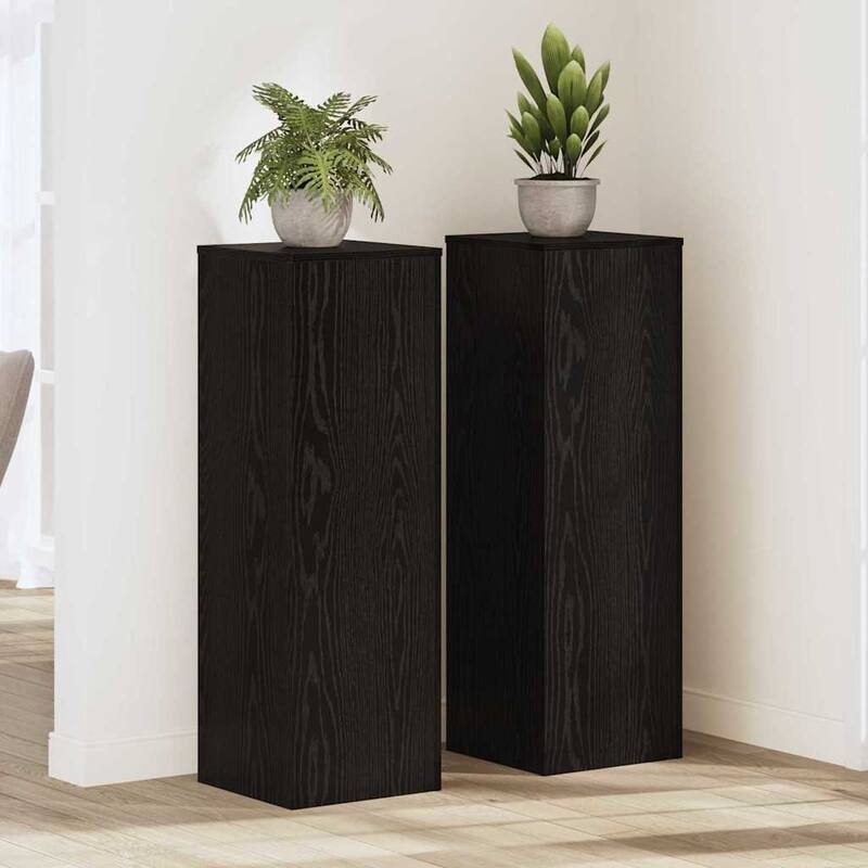 vidaXL Plant Stand Set of 2 Oak Engineered Wood - Black oak