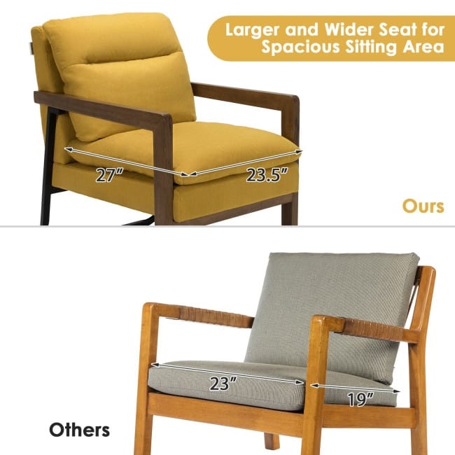 Single Sofa Chair with Extra-Thick Padded Backrest and Seat Cushion - 26.5" x 34.5" x 36"