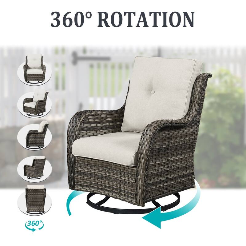 Gymojoy Wicker Swivel Glider Chair with Water-Resistant Olefin Cushions