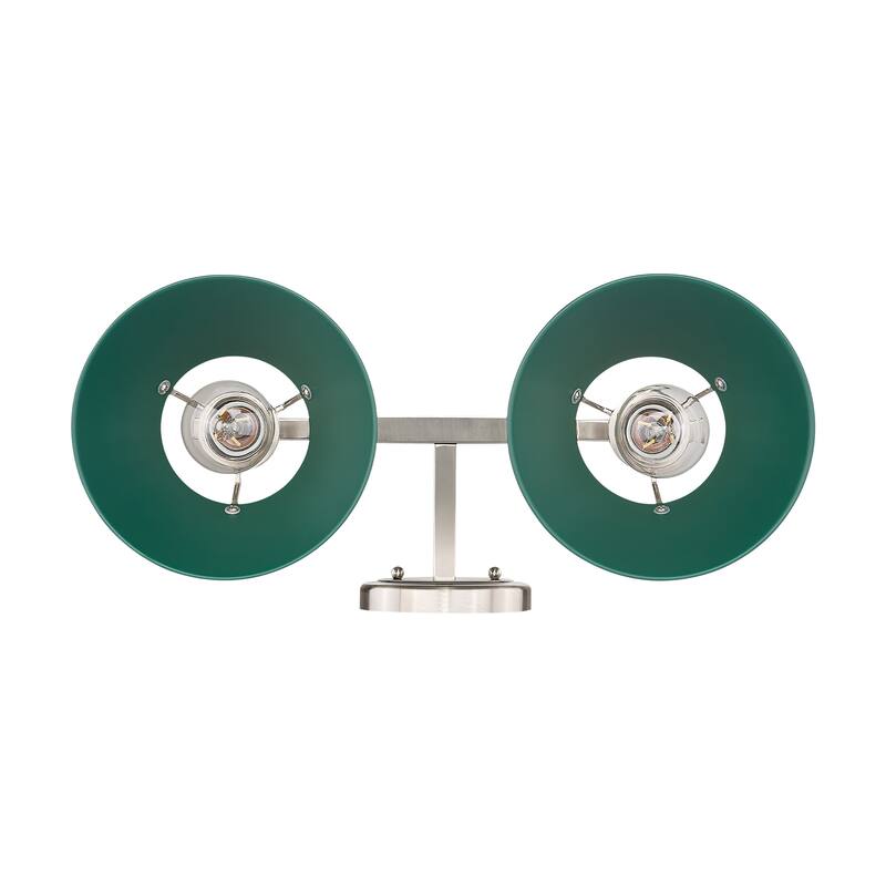 Yep by Golden Lighting Orwell 2-light Vanity in Pewter and Pine Green shade