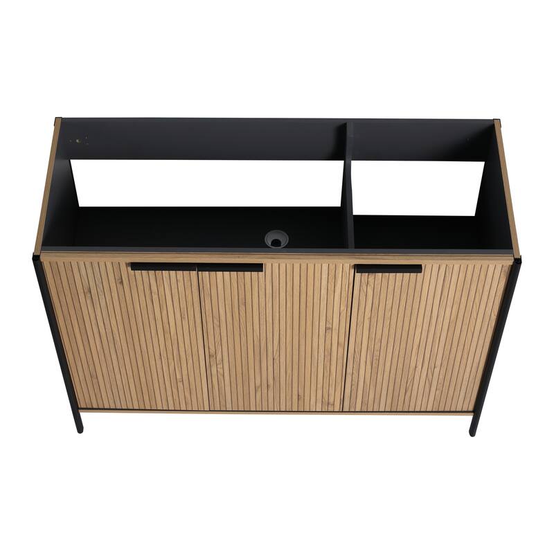 Modern 48 Inch Freestanding Bathroom Vanity Base with Soft-Close Doors and Storage Shelves - No Sink Included