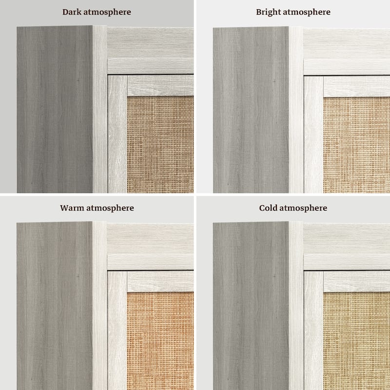 Set of 2 Modern Natural Rattan Shoe Cabinets - 41 x 32.4 x 14.8