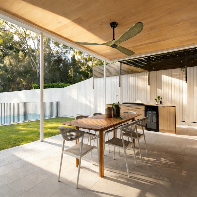 Sofucor 52/60/72 Inch Large Solid Wood Ceiling Fan without Light,With Wall Switch and Remote,for Patio,Living Room,Bedroom,Porch