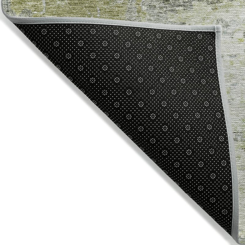 Machine Washable Indoor/ Outdoor Abstract Contemporary Chantille Rug