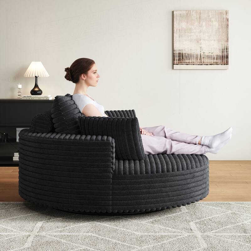 Comfortable Corduroy Foam Swivel Chair for Various Rooms, Enhancing Relaxation