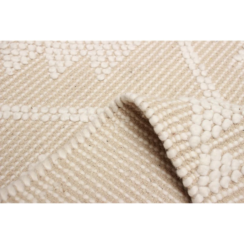 ECARPETGALLERY Braid weave Sienna Beige Wool Rug - 5'1 x 7'4