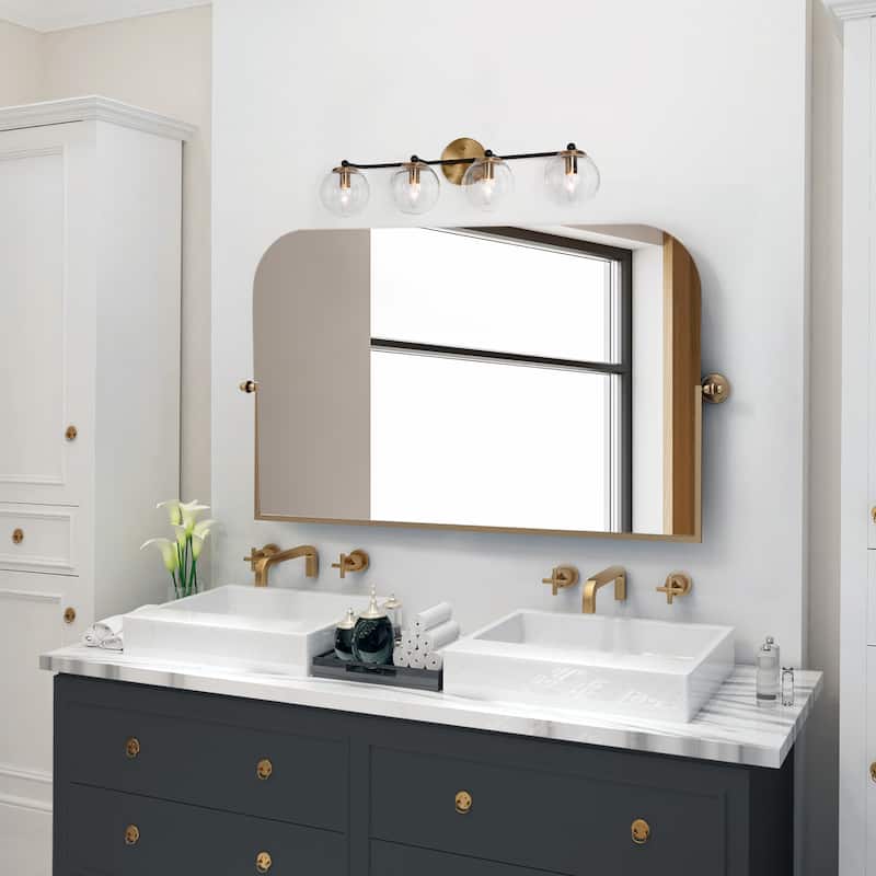 Modern Glam Black Gold 2/3/4 Light Bathroom Vanity Light Globe Seeded Glass Wall Sconces
