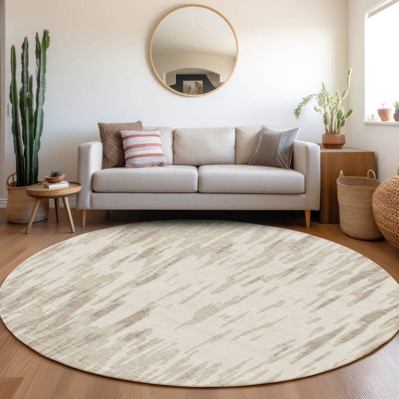 Premium Washable Super Soft Abstract Modern Mayfield Rug - Ivory - 8' x 8'