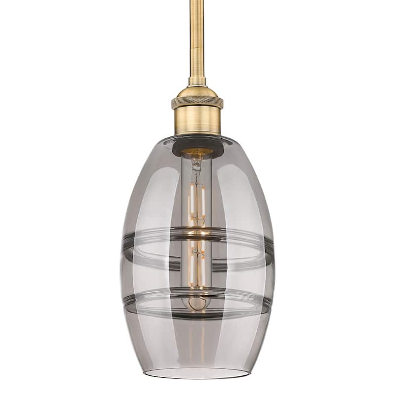 Innovations Lighting 616-1S 8 6 Vaz Pendant Vaz 6" Wide Mini Pendant - Brushed Brass / Light Smoke