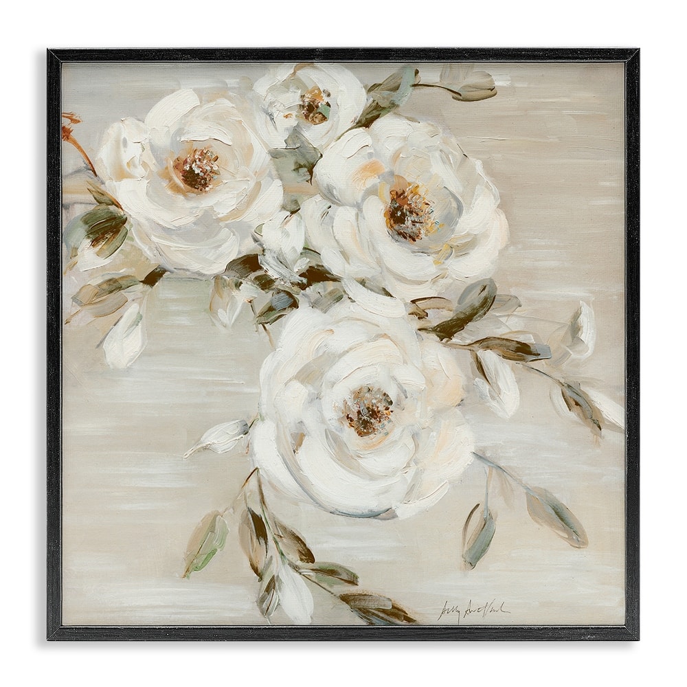 Stupell Neutral Rose Trio Framed Giclee Art Design By Sally Swatland