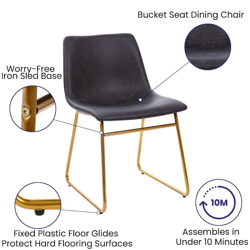 18 Inch Indoor Dining Table Chairs, LeatherSoft Upholstery-Set of 2