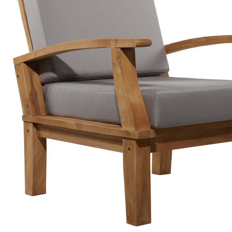 Teak Wood Arm Chair and Loveseat Outdoor Seating Set with Cushions and Coffee Table - Set of 4 Brown - Roche River Decor