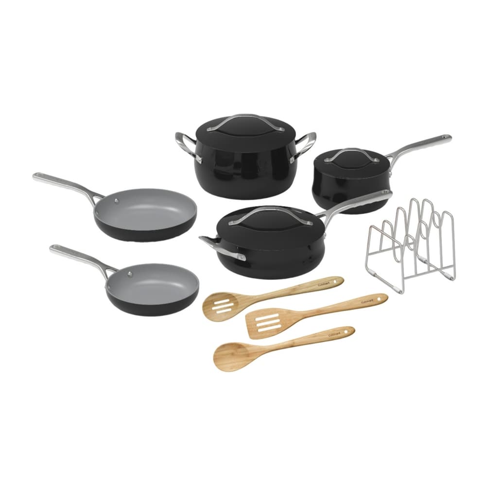 Best Buy: Cuisinart Dishwasher Safe Anodized 11 Piece Cookware Set Black  DSA-11