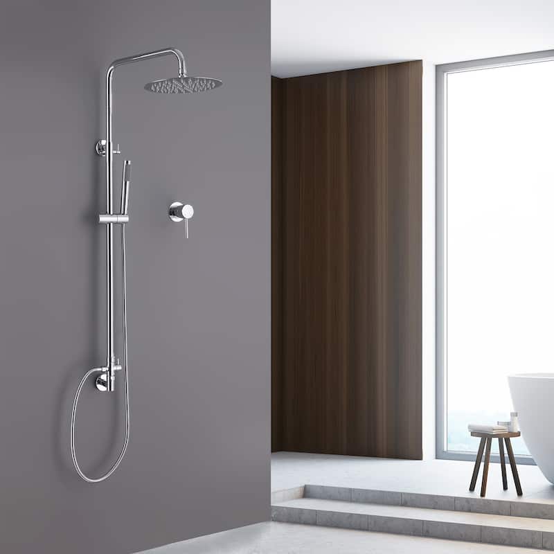 Rbrohant Wall Mounted Exposed Rain Combo Set, Shower System with 10" Showerhead and Handheld Showerhead