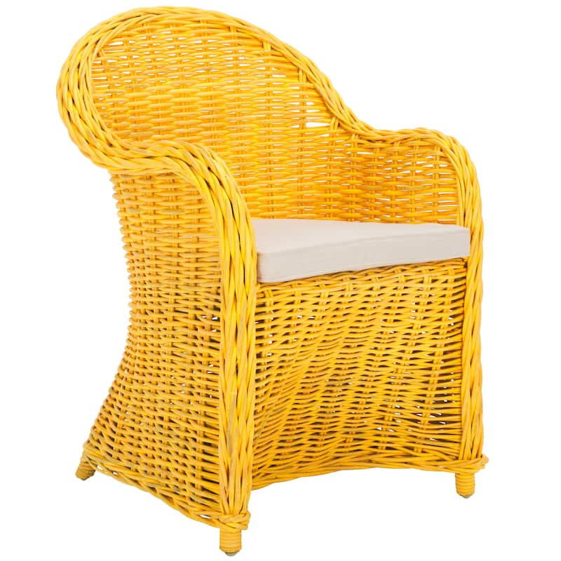 SAFAVIEH Sinja Yellow Rattan Club Chair - 24" x 26" x 35" - 24Wx26Dx35H