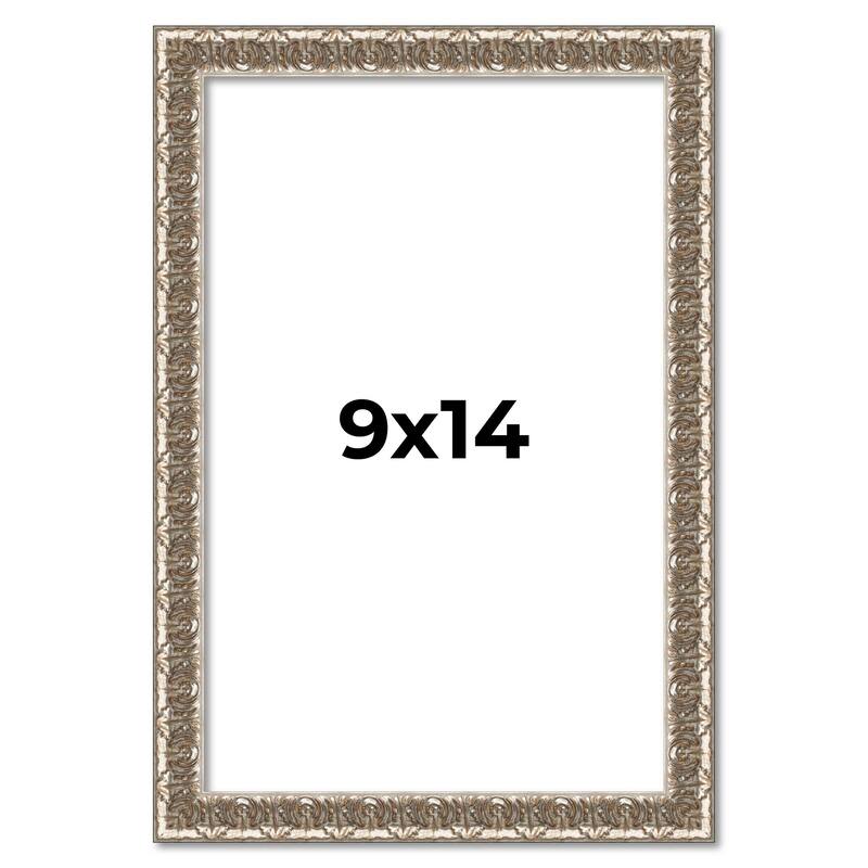 9x14 Frame Silver Versailles Ornate Solid Wood Picture Frame | 1 Inch