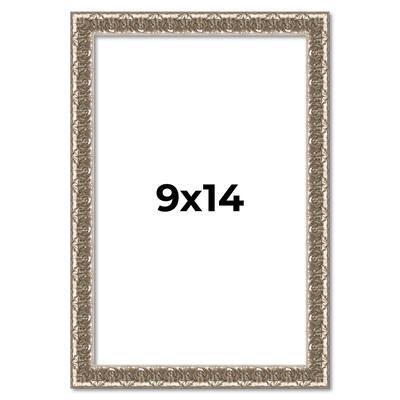 9x14 Frame Silver Versailles Ornate Solid Wood Picture Frame | 1 Inch
