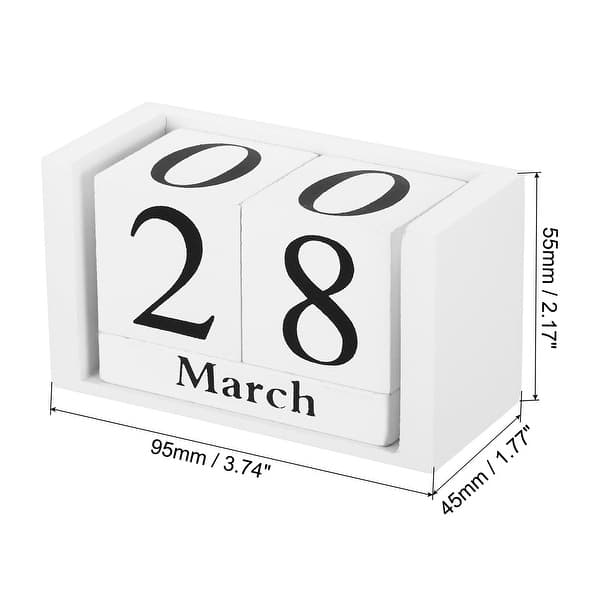 dimension image slide 0 of 5, Vintage Wood Block Perpetual Calendar, Reusable Wooden Blocks 3.7"
