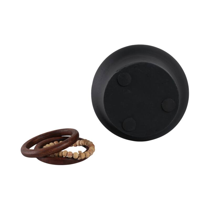 Metal Wood Decorative Vase Sculptural Silhouette Removable Rings