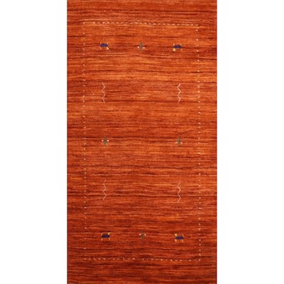 Hand Knotted Oriental 100% Wool Carpet Tribal Animal Pictorial Oranges & Rust Gabbeh Area Rug - 4' 0'' X 2' 2''