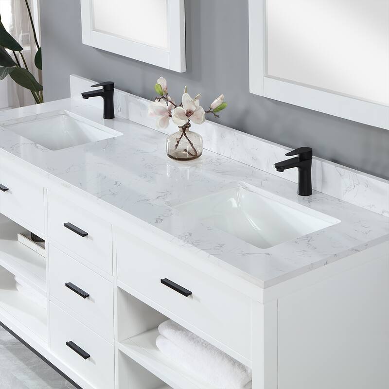 Altair Kesia Bathroom Vanity with Composite Stone Countertop with Mirror