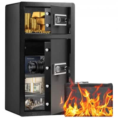 Black Alloy Steel Safe Box with Alarm, LED and Adjustable Divider
