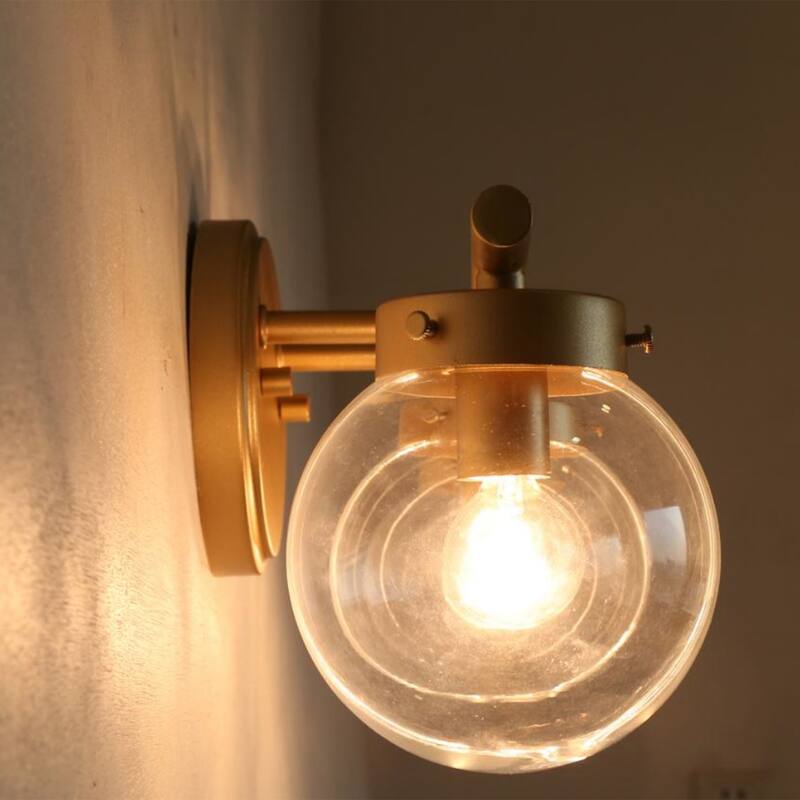 Rella Modern Farmhouse Black Gold Bathroom Vanity Light Orb Glass Dimmable Wall Sconces for Powder Room