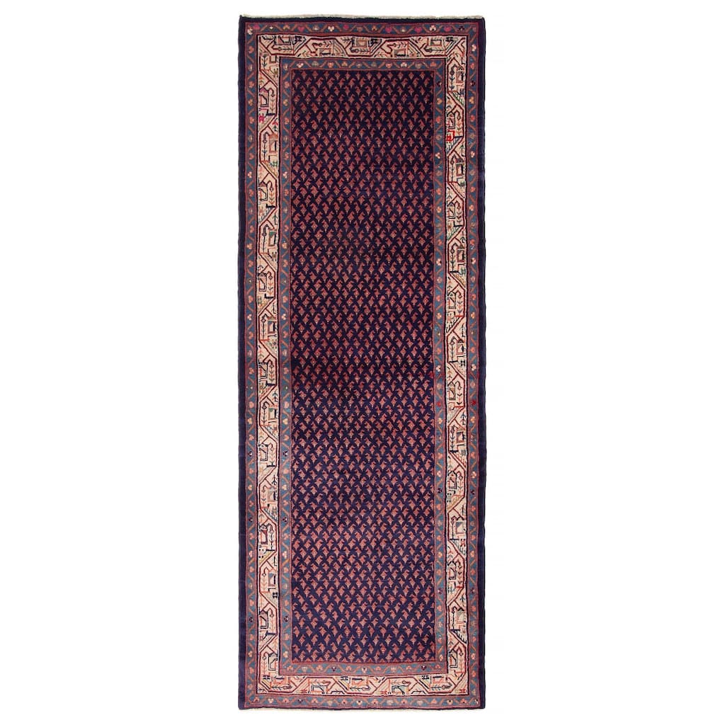 ECARPETGALLERY Hand-knotted Andelz Dark Navy Wool Rug - 3' 8" x 10' 5"