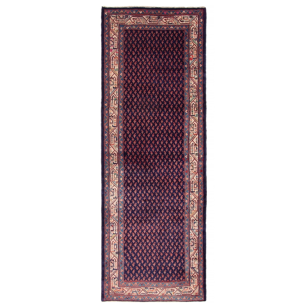 ECARPETGALLERY Hand-knotted Andelz Dark Navy Wool Rug - 3' 8" x 10' 5"