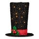 preview thumbnail 5 of 5, 9.25" Lighted Black Tinsel Top Hat Christmas Tree Topper, Clear Lights