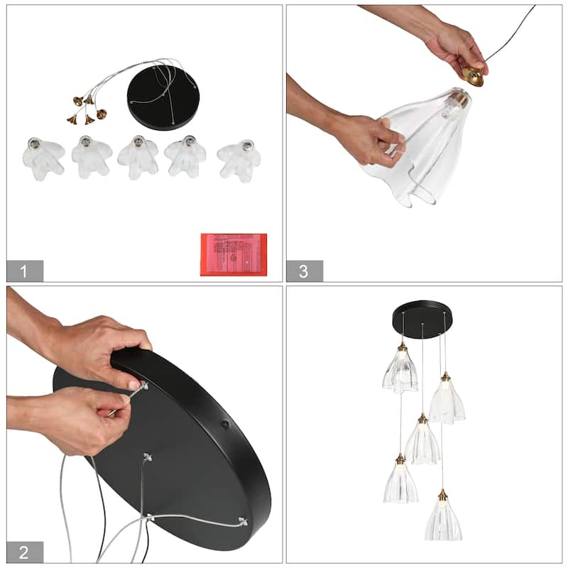 Modern LED 5-Light Cluster Chandeliers Kitchen Island Pendant Light - Gold