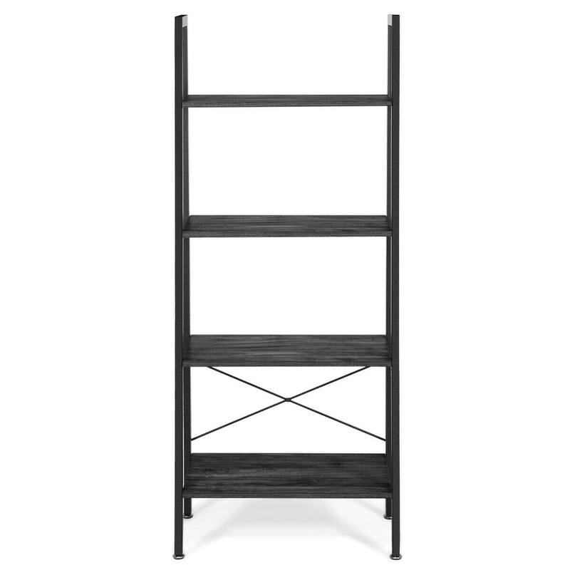 Gymax 4-Tier Ladder Shelf Ladder Bookcase Bookshelf Display Rack Plant - 24'' X 13'' X 58''