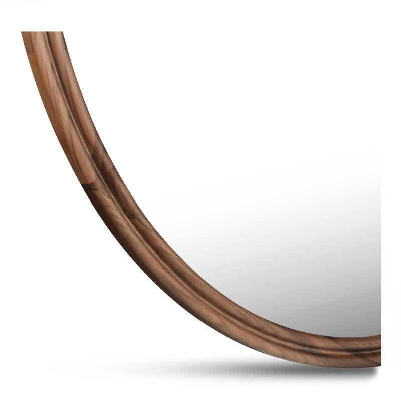 NADAAL STUDIOS Olyen Mirror, Oval Solid Walnut Frame with Double Edge Detail, Natural Walnut