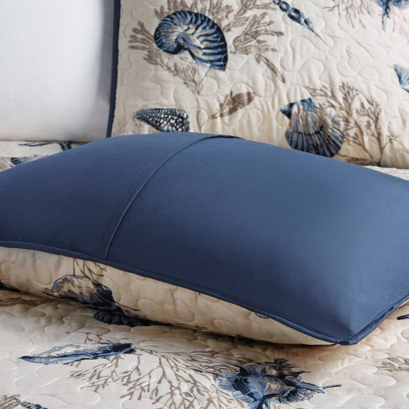 GDF Studio - Bayside Reversible Brushed Microfiber Quilt Set with Decorative Pillows