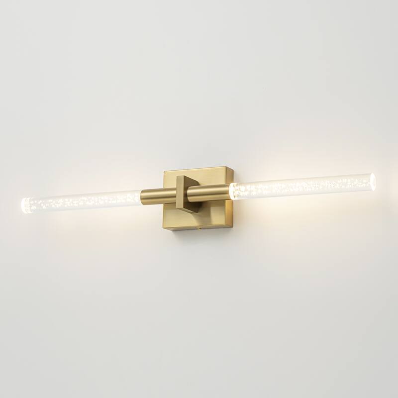 1-Light Modern Linear Black/Gold Integrated LED 3000K Warm Light Bathroom Vanity Light Bar - 4.3 in. W x 27.5 in. H x 3.7 in. D
